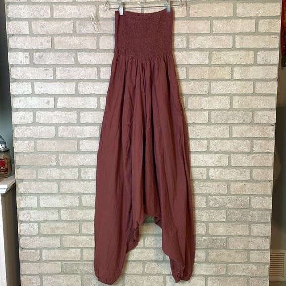 likemary 2 in 1 Cotton Maxi Harem Trouser Jumpsuit Vieux Rose o/s - Picture 2 of 7